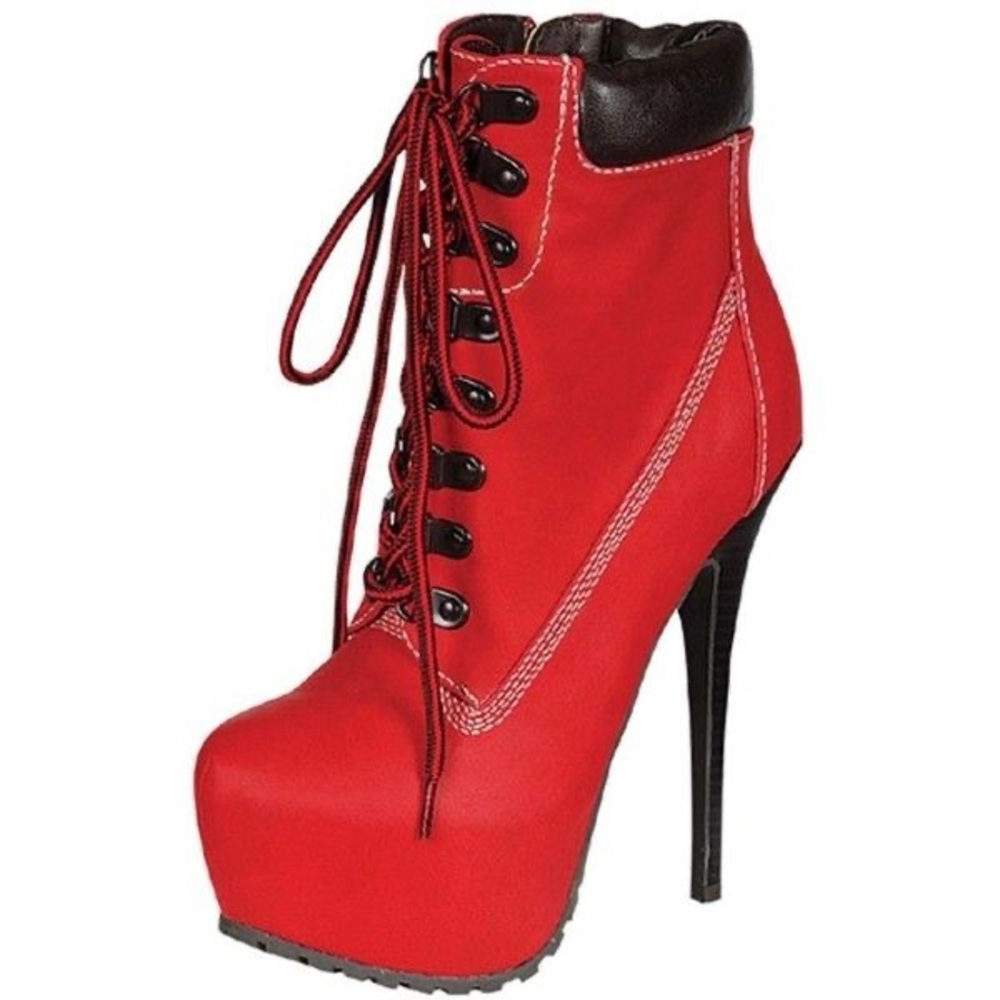 Breckelles Blazer-11 Red Platform Boots